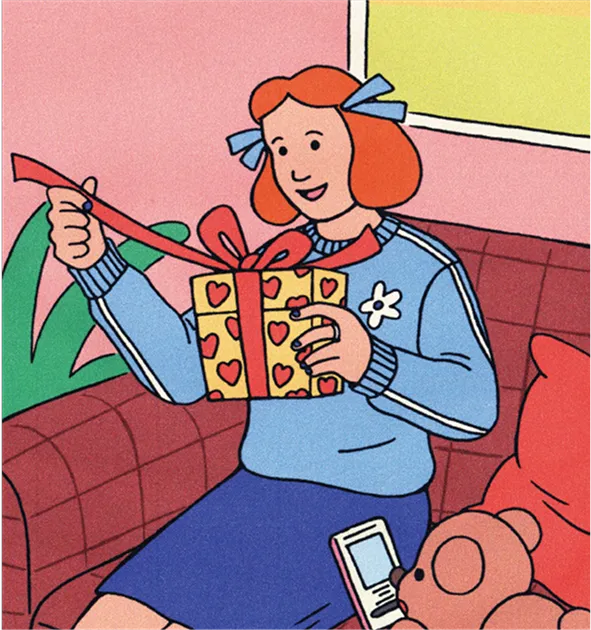 ギフトを抱える女性のイラスト