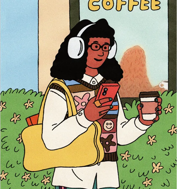 ギフトを選ぶ女性のイラスト